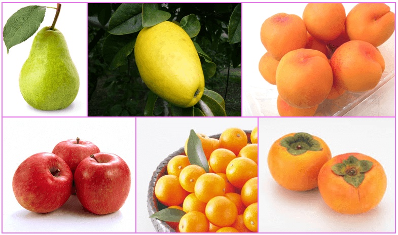 風邪に効く果物　喉、咳、痰　洋なし　かりん　杏　りんご　きんかん　柿